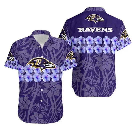 Baltimore Ravens Flower And Hawaii Shirt Summer Collection, NFL Hawaiian Shirt Moonbestprint