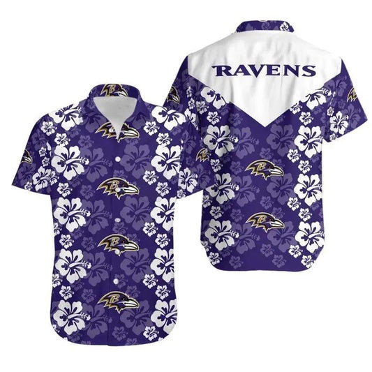 Baltimore Ravens Flowers Hawaii Shirt Summer Collection, NFL Hawaiian Shirt Moonbestprint