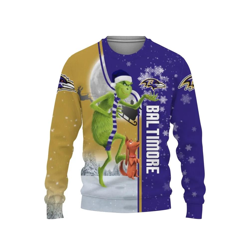 Baltimore Ravens Grinch & Scooby–Doo Ugly Christmas Sweater, NFL Christmas Sweater Moonbestprint