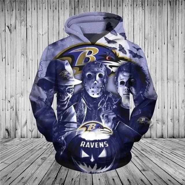 Baltimore Ravens Halloween Horror Night 3D Hoodie, NFL Hoodie Moonbestprint