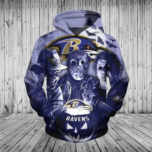 Baltimore Ravens Halloween Horror Night 3D Hoodie, NFL Hoodie Moonbestprint