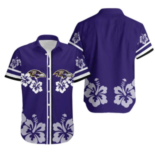 Baltimore Ravens Hibiscus Flower Hawaii Shirt Summer Collection, NFL Hawaiian Shirt Moonbestprint