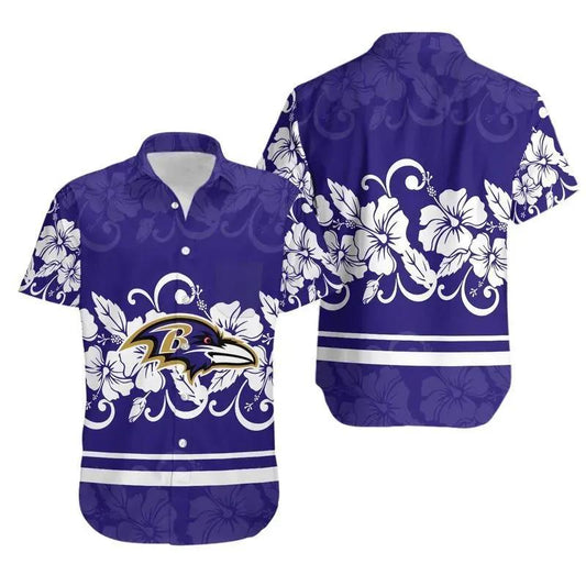 Baltimore Ravens Hibiscus Flowers Hawaii Shirt Summer Collection, NFL Hawaiian Shirt Moonbestprint