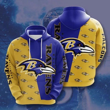 Baltimore Ravens Logo Many Logo 3D Hoodie, NFL Hoodie Moonbestprint