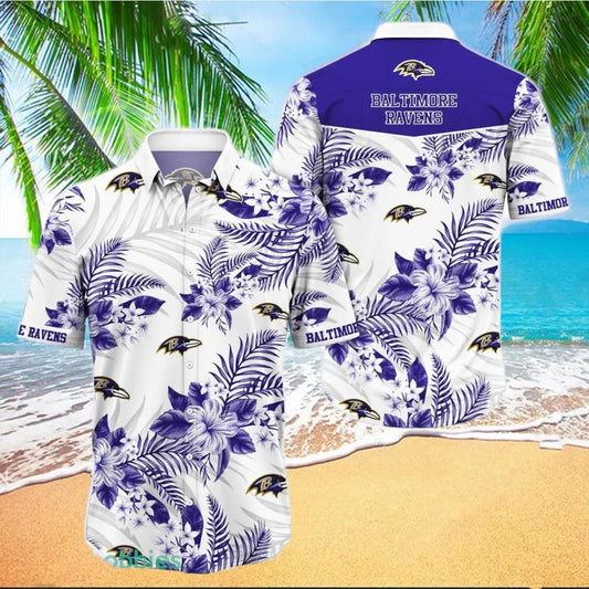 Baltimore Ravens NFL Flower Summer Trending Hawaiian Shirt, NFL Hawaiian Shirt Moonbestprint