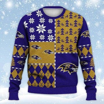 Baltimore Ravens NFL Ugly Christmas Sweater, NFL Christmas Sweater Moonbestprint