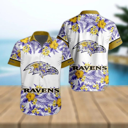 Baltimore Ravens NFL Vintage Aloha Hawaiian Shirt, NFL Hawaiian Shirt Moonbestprint