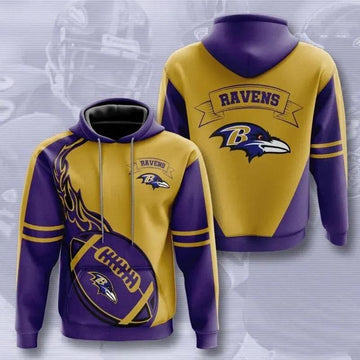 Baltimore Ravens Purple And Yellow - Hoodie 3D, NFL Hoodie Moonbestprint