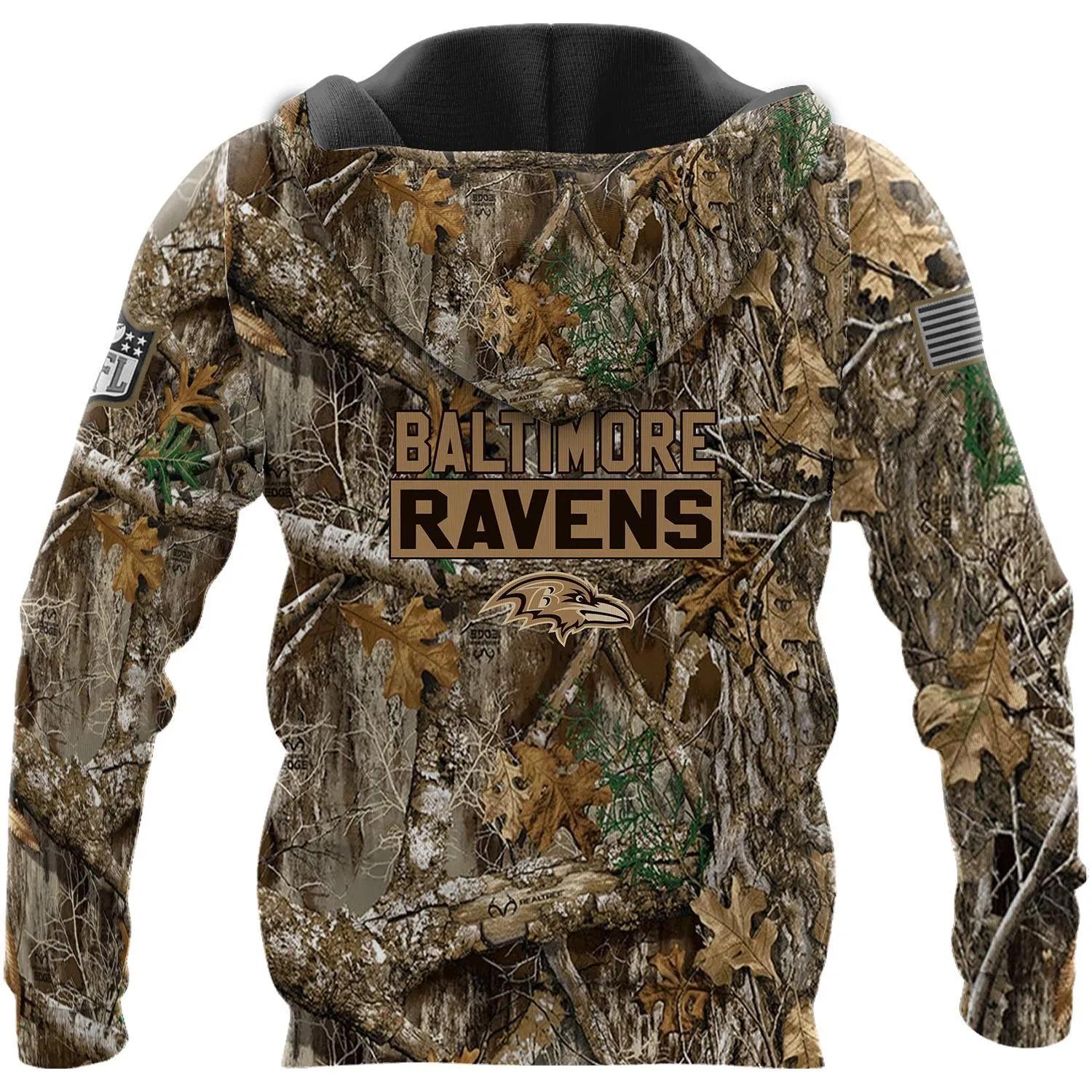 Baltimore Ravens Realtree Hunting Camo 3D Hoodie, NFL Hoodie Moonbestprint