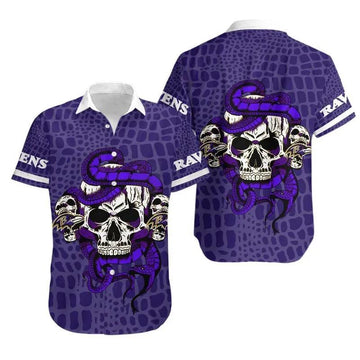 Baltimore Ravens Snake And Skull Hawaii Shirt Summer Collection, NFL Hawaiian Shirt Moonbestprint