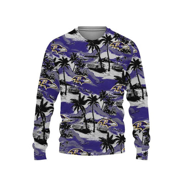Baltimore Ravens Tropical Patterns Ugly Christmas Sweater, NFL Christmas Sweater Moonbestprint