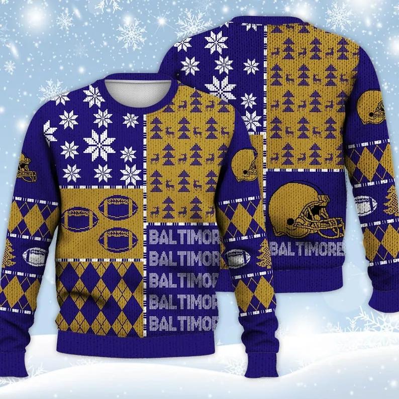 Baltimore Ravens Ugly Christmas Sweater, NFL Christmas Sweater Moonbestprint