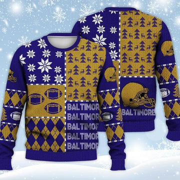 Baltimore Ravens Ugly Christmas Sweater, NFL Christmas Sweater Moonbestprint