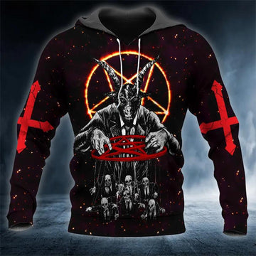 Baphomet's Hunt Skull 3D Hoodie Moonbestprint