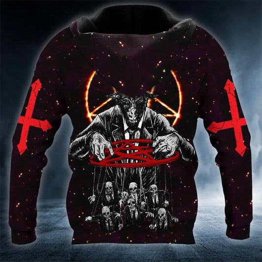 Baphomet's Hunt Skull 3D Hoodie Moonbestprint