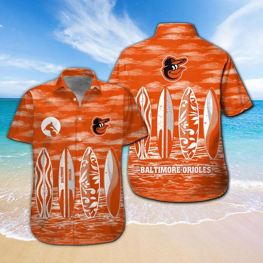 Baseball Baltimore Orioles Surfboard Summer Beach Hawaiian Shirt, MLB Hawaiian Shirt Moonbestprint