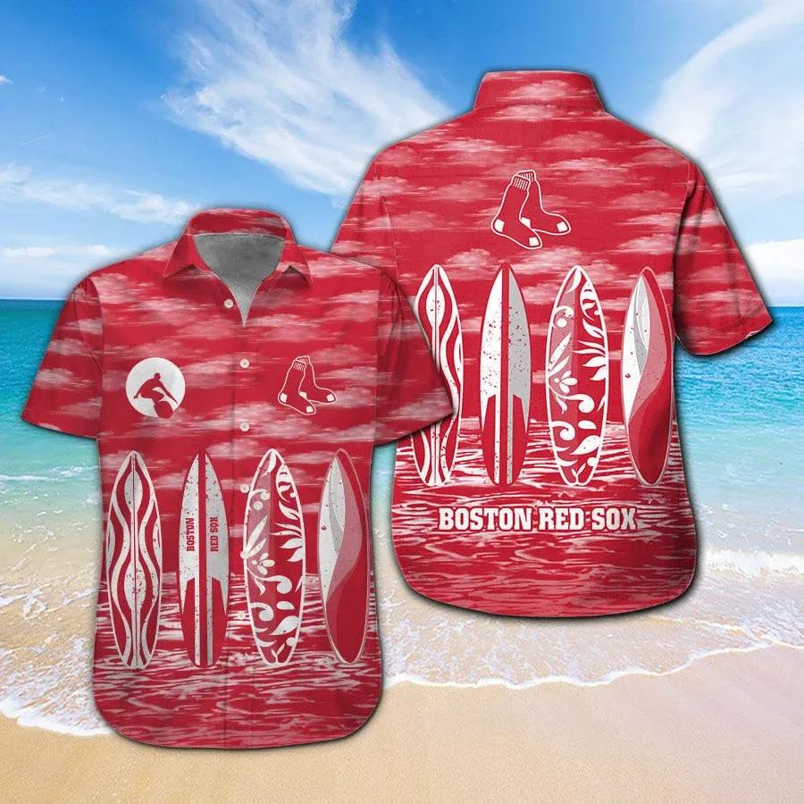 Baseball Boston Red Sox Surfboard Summer Beach Hawaiian Shirt, MLB Hawaiian Shirt Moonbestprint