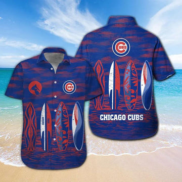 Baseball Chicago Cubs Surfboard Summer Beach Hawaiian Shirt, MLB Hawaiian Shirt Moonbestprint