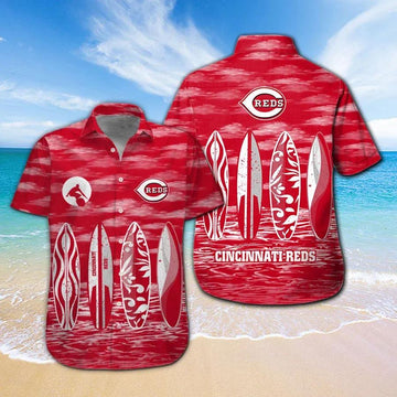 Baseball Cincinnati Reds Surfboard Summer Beach Hawaiian Shirt, MLB Hawaiian Shirt Moonbestprint