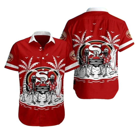 Beachside Bones 49ers Skeleton Surf Party Hawaiian Shirt - Moonbestprint
