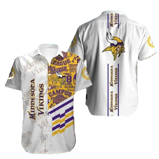 Beachside Tailgate Minnesota Vikings Wordmark White Hawaiian Shirt - Moonbestprint