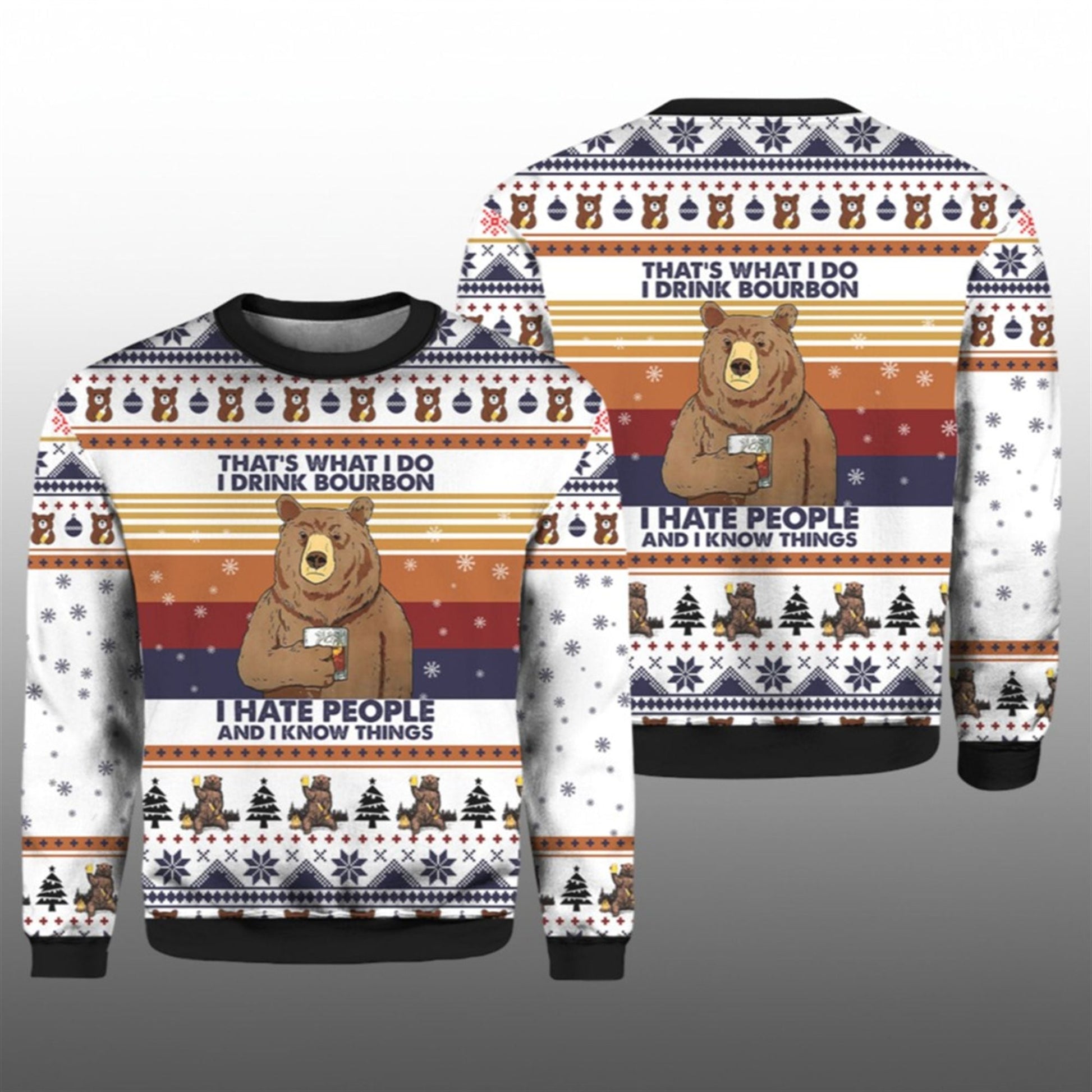 Bear Drink Bourbon Whiskey Ugly Sweater 2026 Christmas - Moonbestprint
