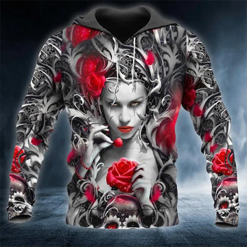 Beautiful Rose Queen Sugar Skull 3D Hoodie Moonbestprint
