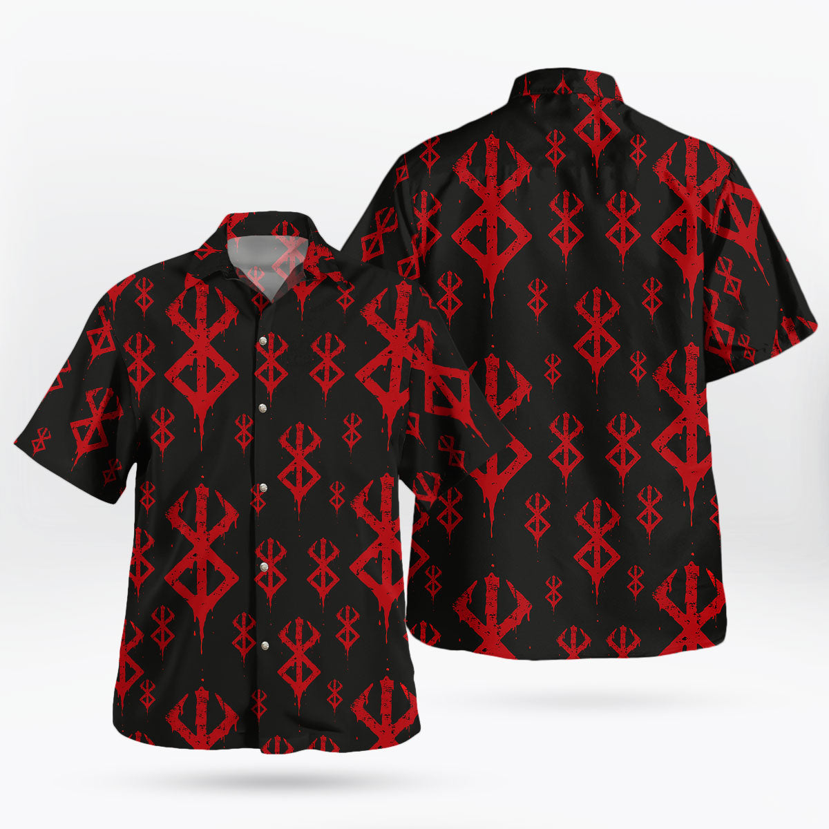 Berserk Brand of Sacrifice Black Red Pattern Anime Hawaiian Shirt – Moonbestprint