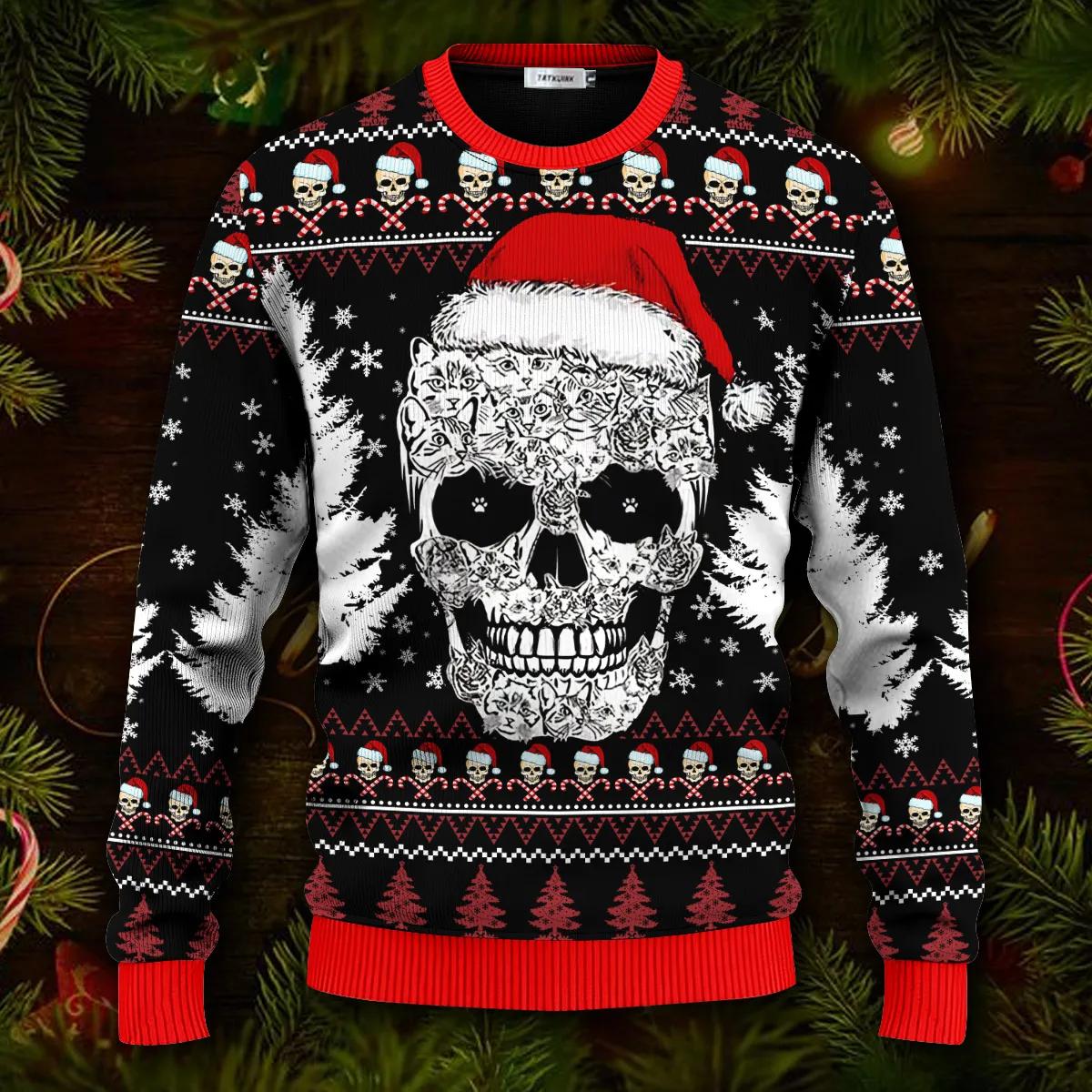 Best Skull Christmas Pattern Skull Ugly Christmas Sweater Moonbestprint