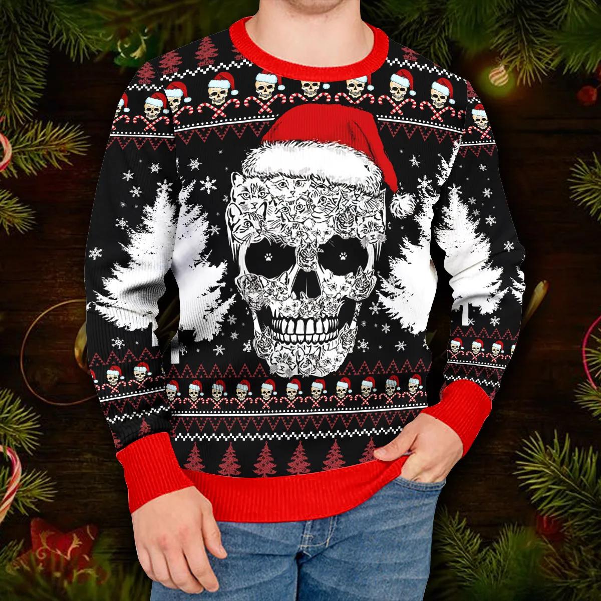 Best Skull Christmas Pattern Skull Ugly Christmas Sweater Moonbestprint