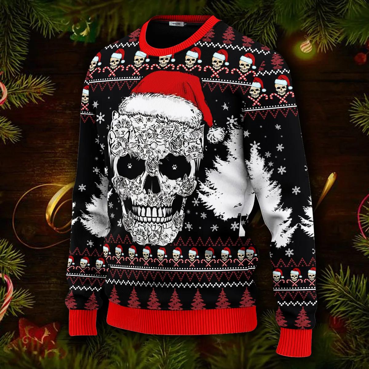 Best Skull Christmas Pattern Skull Ugly Christmas Sweater Moonbestprint