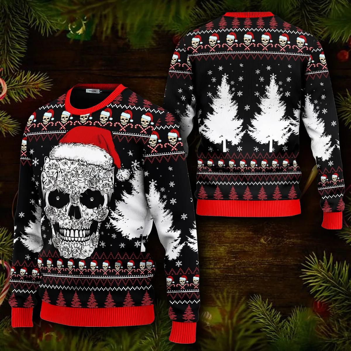 Best Skull Christmas Pattern Skull Ugly Christmas Sweater Moonbestprint
