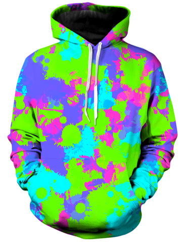 90s Neon Paint Splatter Unisex Hoodie -Moonbestprint