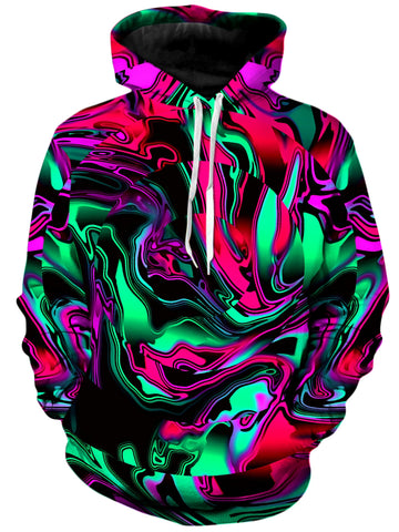 Pink and Green Chromatic Warp Unisex Hoodie -Moonbestprint