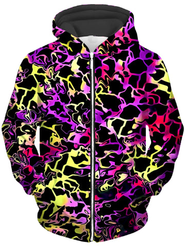 Psychedelic Rainbow Leopard Unisex Zip-Up Hoodie -Moonbestprint