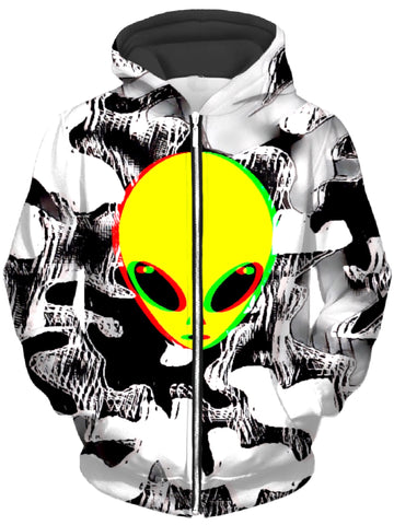 Trippy Alien Unisex Zip-Up Hoodie -Moonbestprint