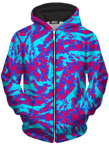 Berry Blast Hypno Splatter Unisex Zip-Up Hoodie -Moonbestprint