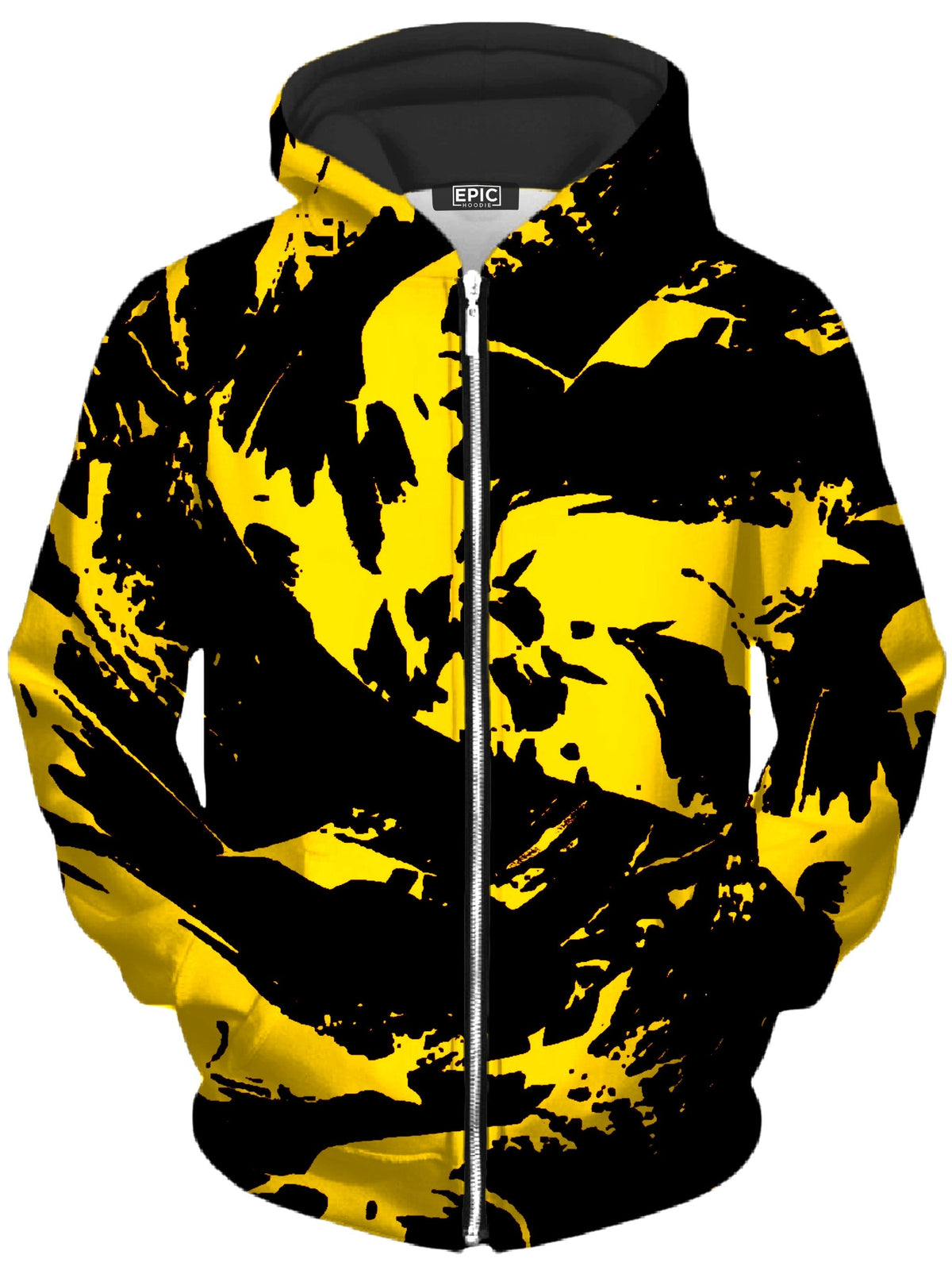 Black and Yellow Paint Splatter Unisex Zip-Up Hoodie -Moonbestprint