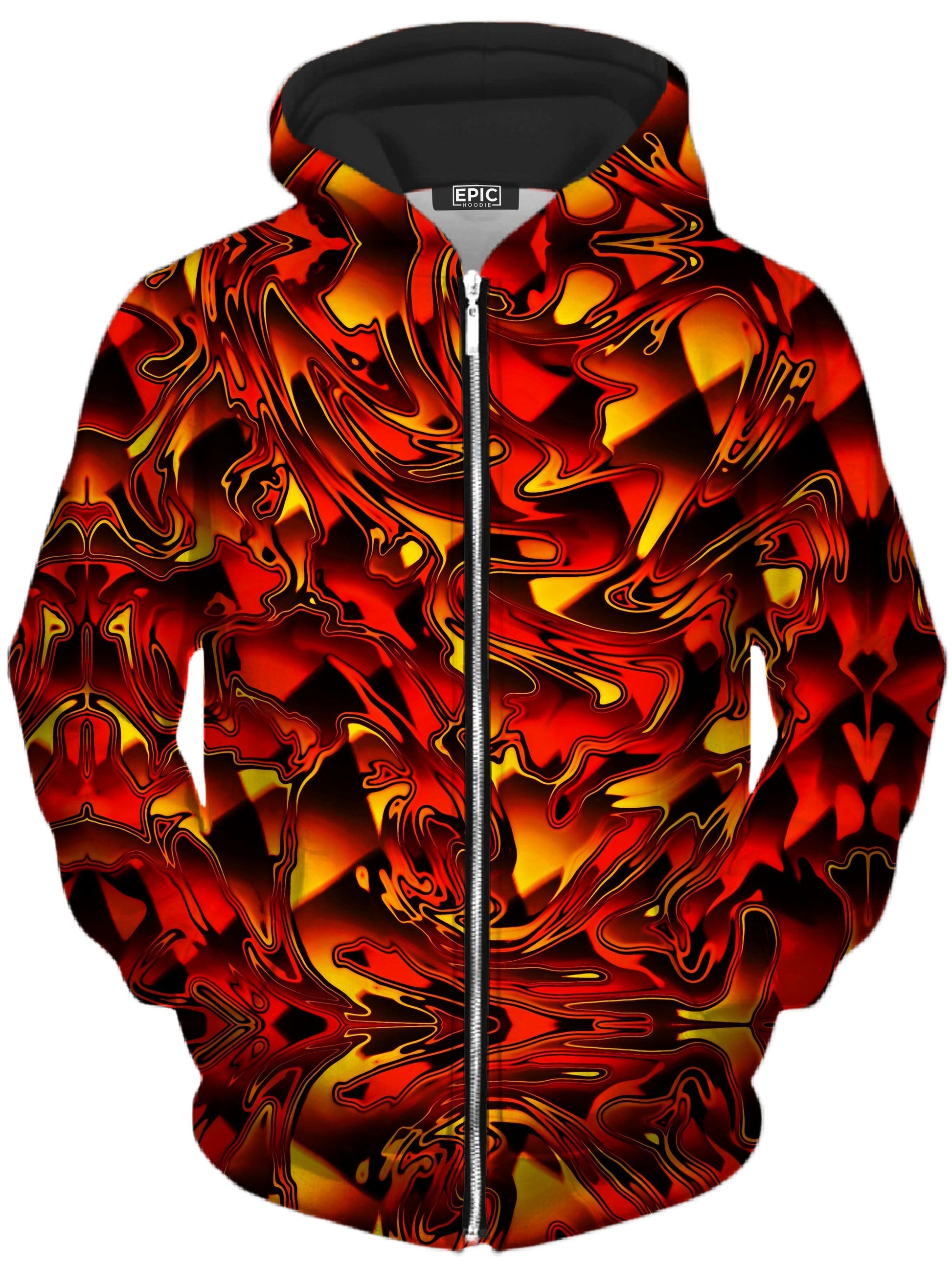 Fire Chromatic Melt Unisex Zip-Up Hoodie -Moonbestprint