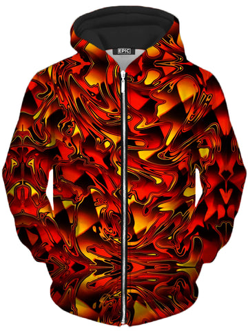 Fire Chromatic Melt Unisex Zip-Up Hoodie -Moonbestprint