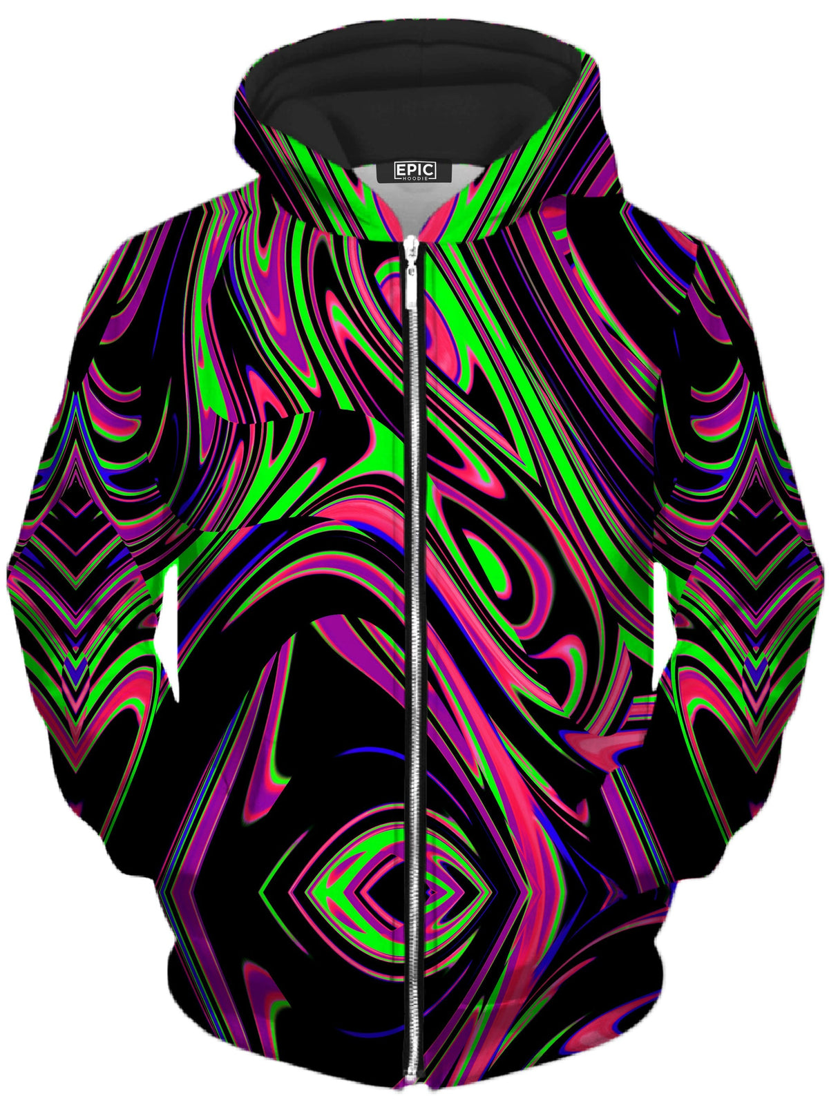 Pink and Green Blackout Drip Unisex Zip-Up Hoodie -Moonbestprint