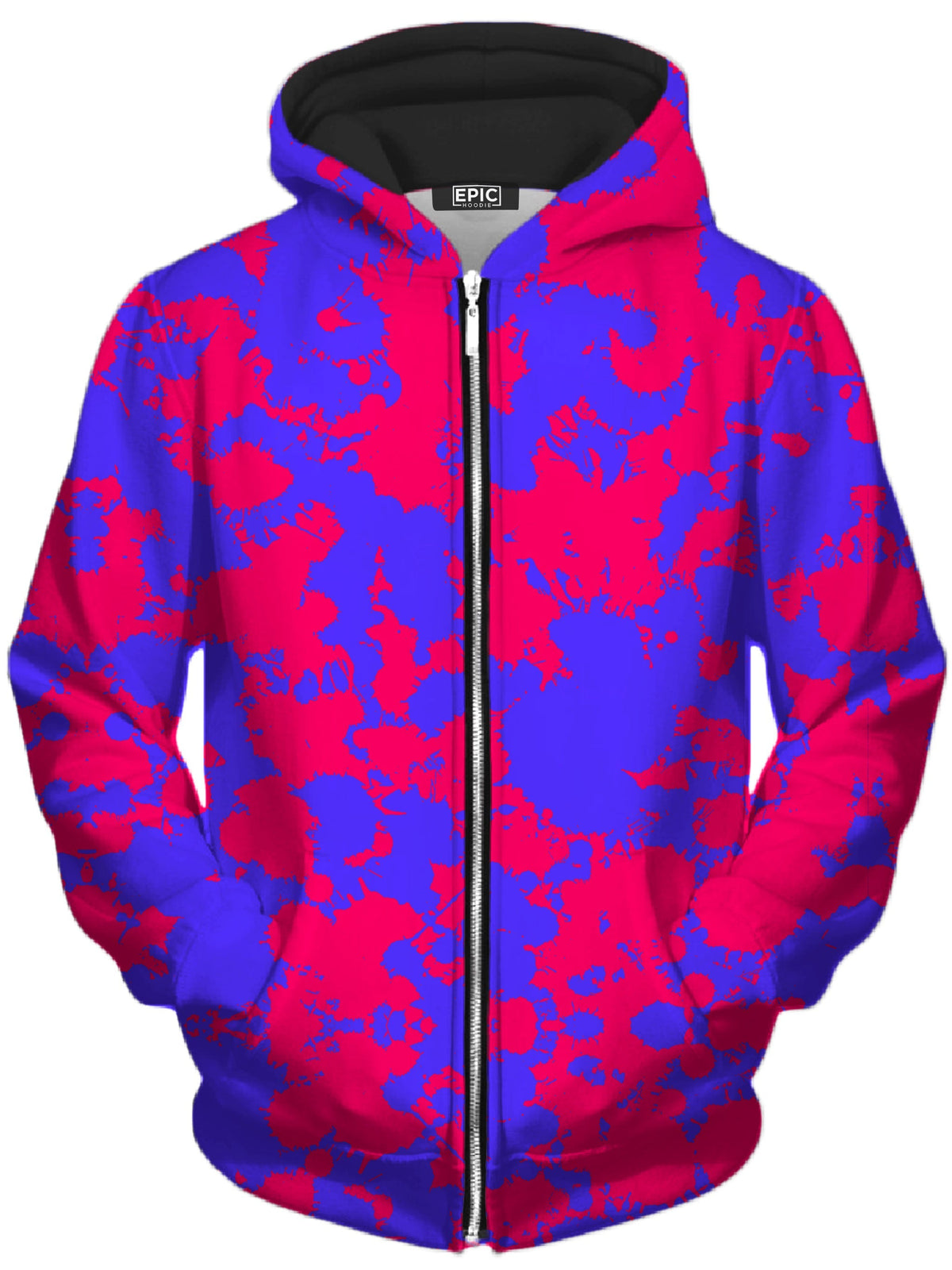 Pink and Violet Paint Splatter Unisex Zip-Up Hoodie -Moonbestprint