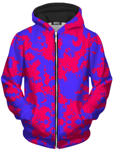 Pink and Violet Paint Splatter Unisex Zip-Up Hoodie -Moonbestprint