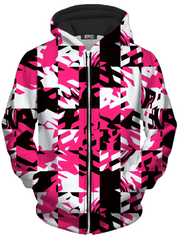 Pink Digital Unisex Zip-Up Hoodie -Moonbestprint