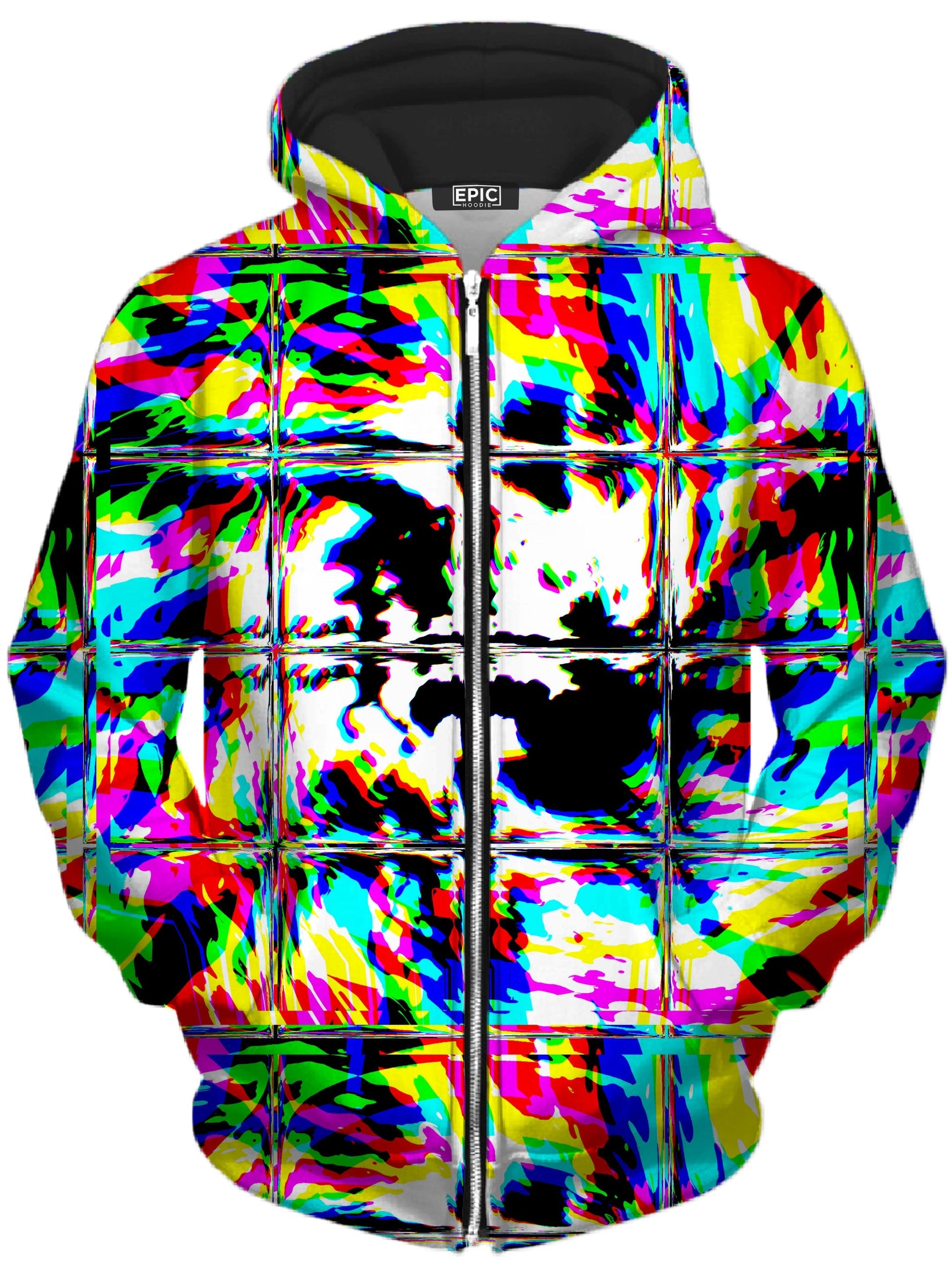 Rave Glitch Og Unisex Zip-Up Hoodie -Moonbestprint