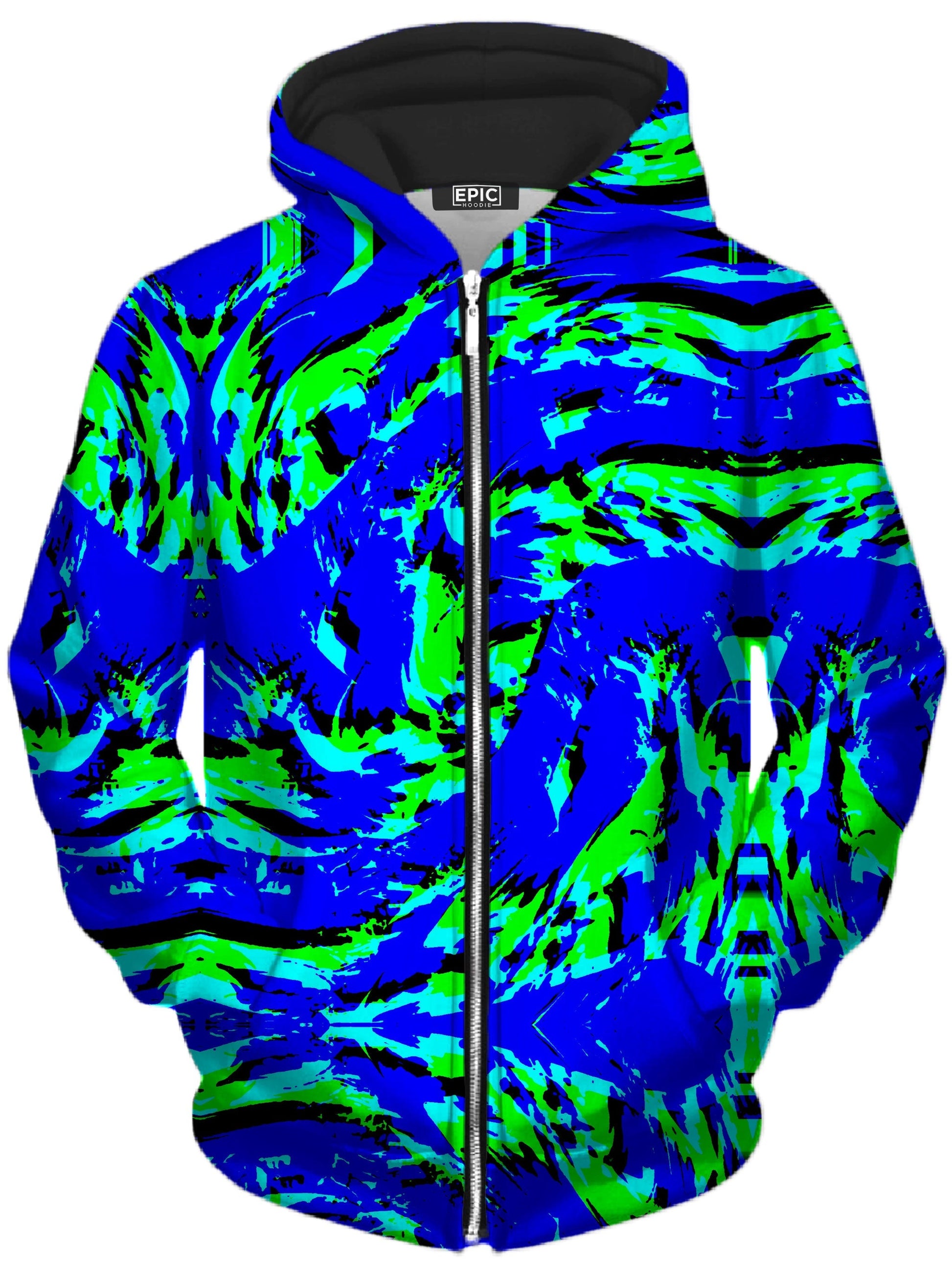Sea Splatter Rave Graffiti Unisex Zip-Up Hoodie -Moonbestprint