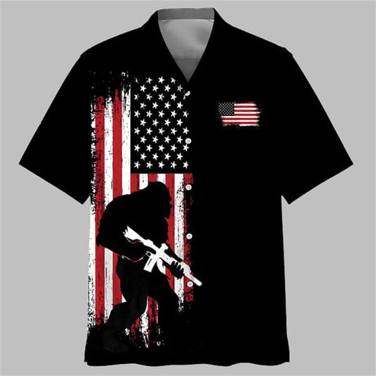 Bigfoot American Flag Patriotic Hawaiian Shirt - Moonbestprint