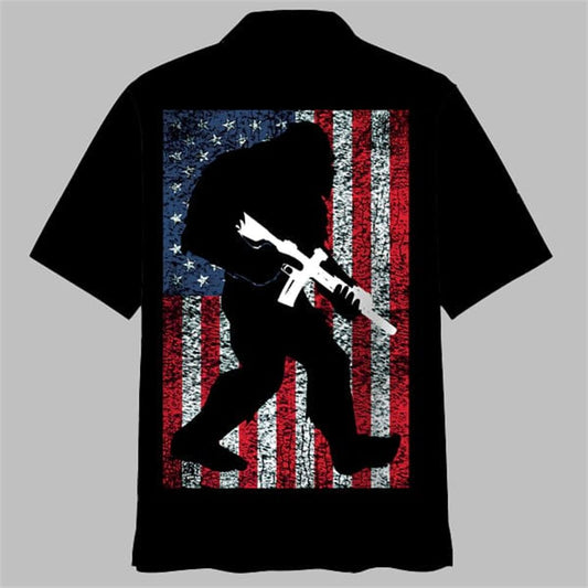 Bigfoot American Flag Patriotic Hawaiian Shirt - Moonbestprint