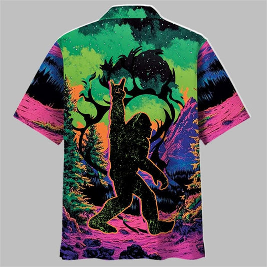Bigfoot Footprint Forest Hawaiian Shirt - Moonbestprint
