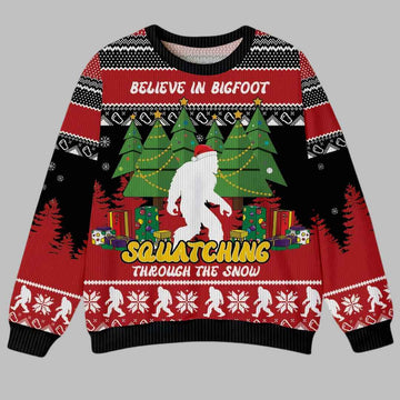 Bigfoot Squatching Through The Snow Ugly Christmas Sweater – Moonbestprint